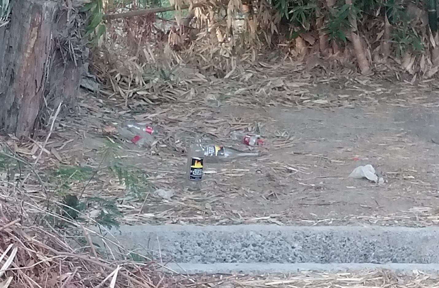 La PNP en la zona del hallazgo de cadáver también encontró unas botellas con adherencias de licor.