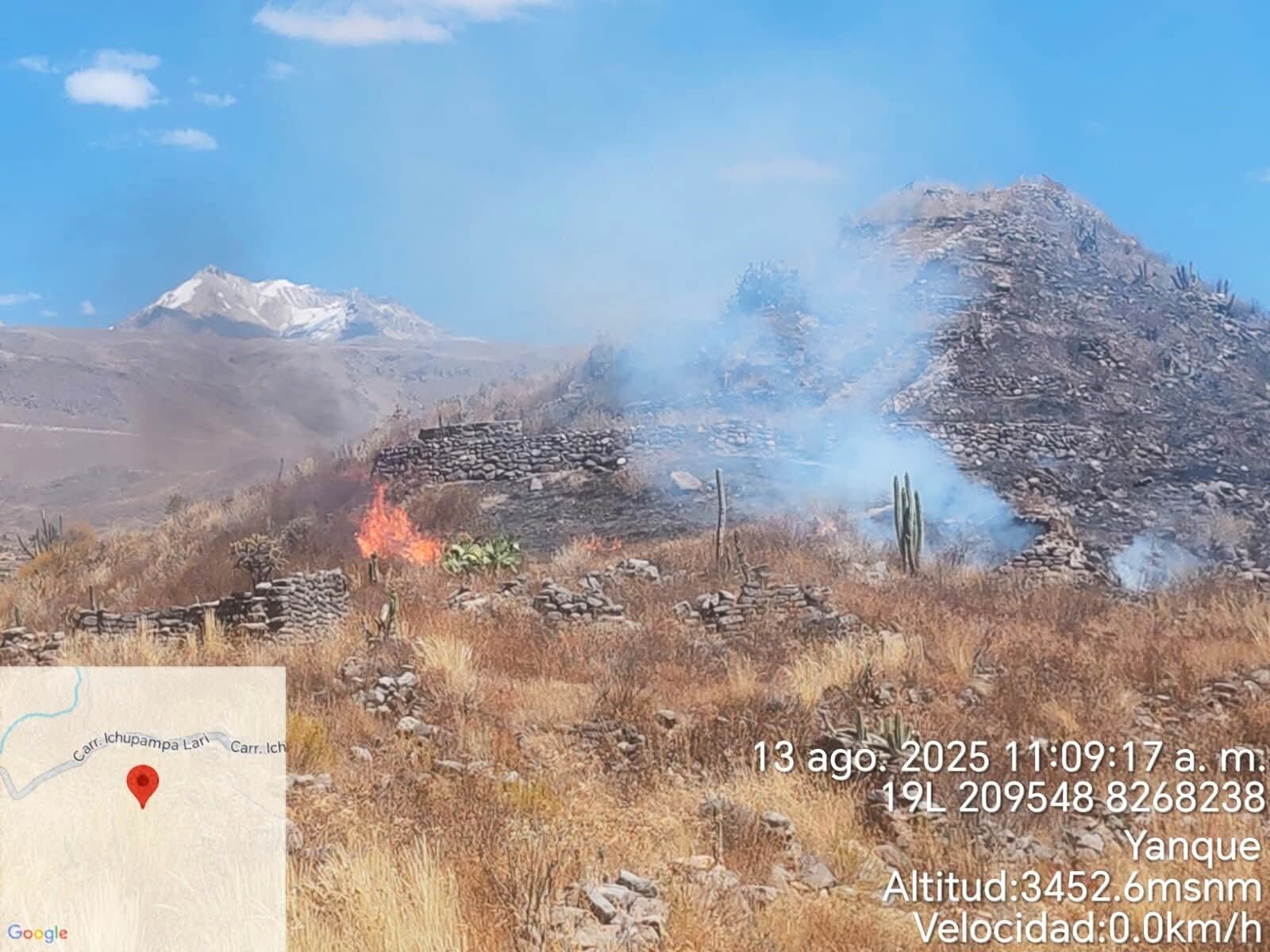 Incendio forestal en Ichupampa fue controlado por pobladores. Foto; Difusión