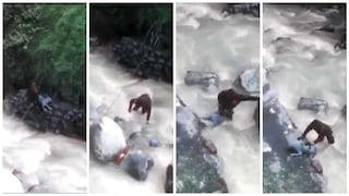 Huancayo: sereno arriesga la vida para salvar a un perro de las aguas del río  (VIDEO)