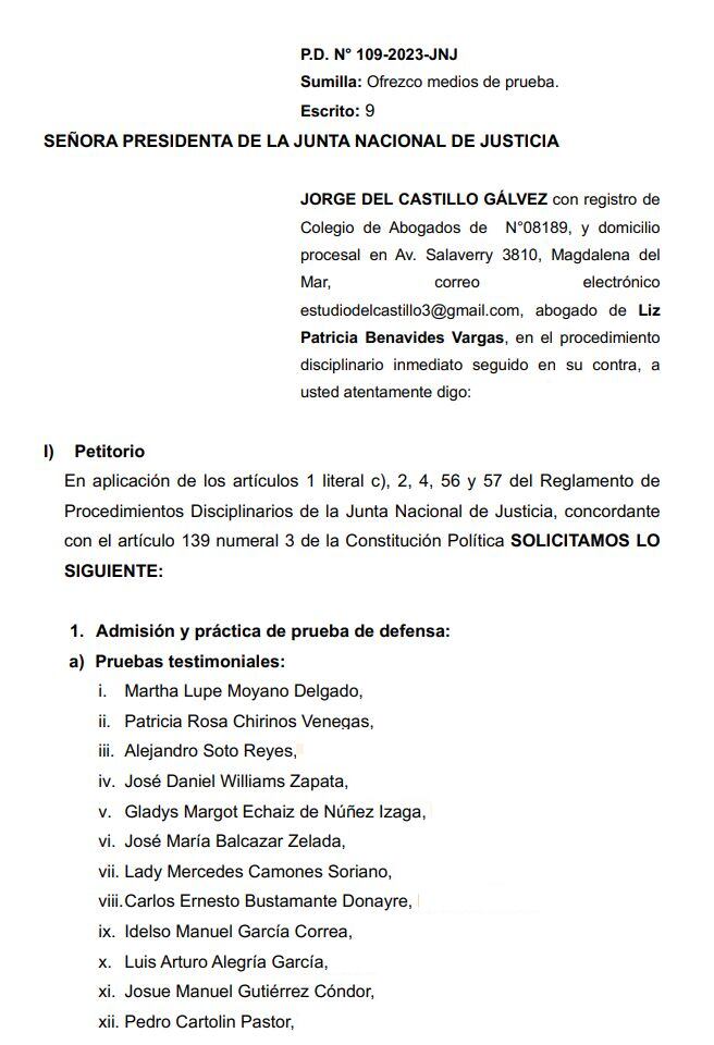 Patricia Benavides pide convocar a diez congresistas y al defensor del Pueblo, Josué Gutiérrez.