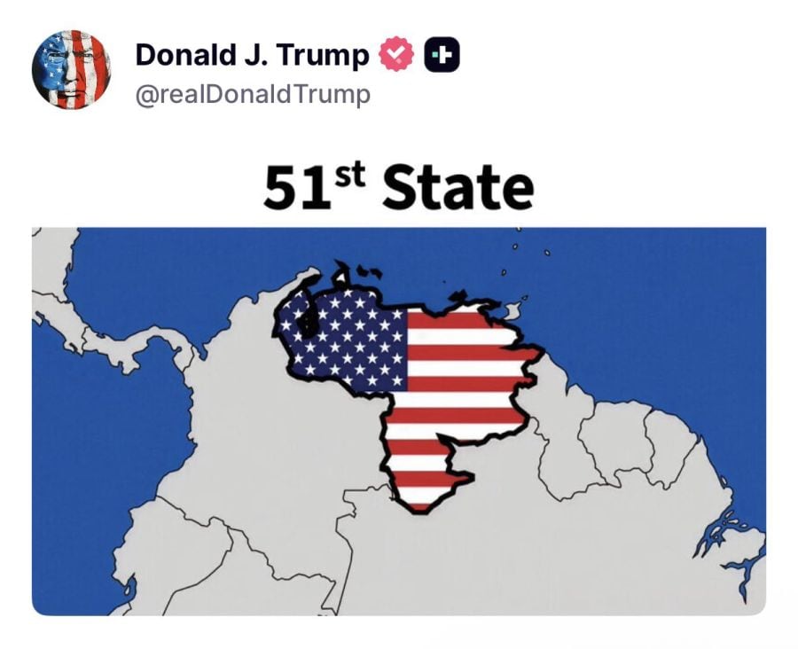 El mapa de Venezuela según Donald Trump.
