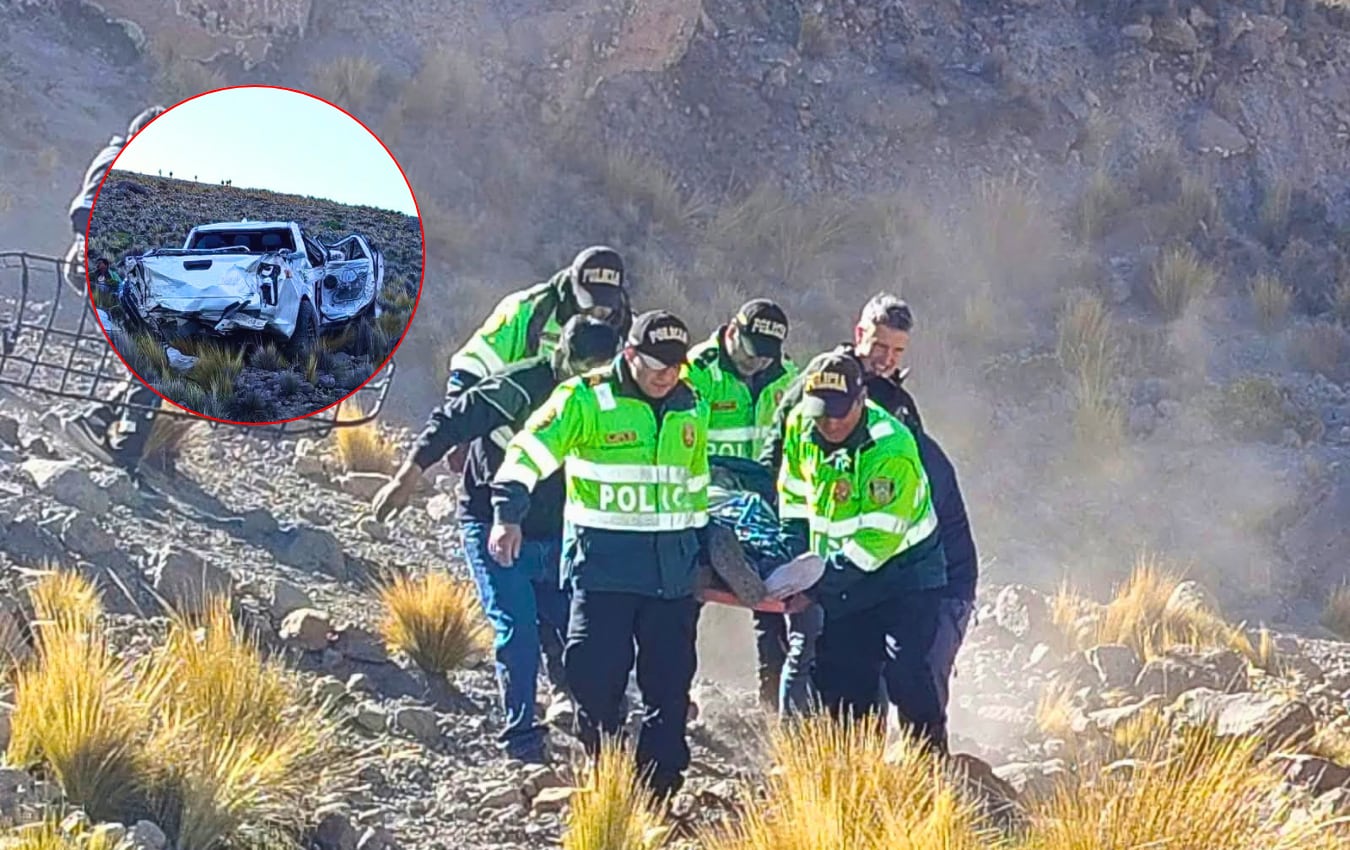 Arequipa: Primos caen en camioneta a un barranco por evitar arrollar a una vizcacha