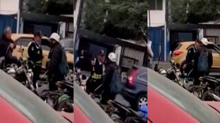 Policía y sereno discuten en plena vía pública y casi se agarran a golpes (VIDEO)