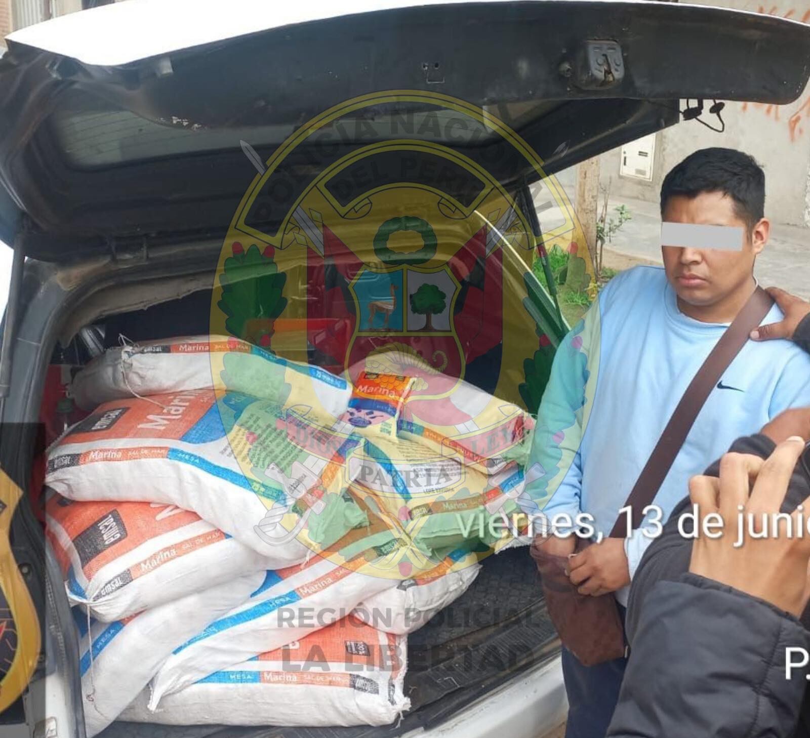 La Policía le incautó 275 bolsas de 1 kilo listas para su venta al público trujillano.