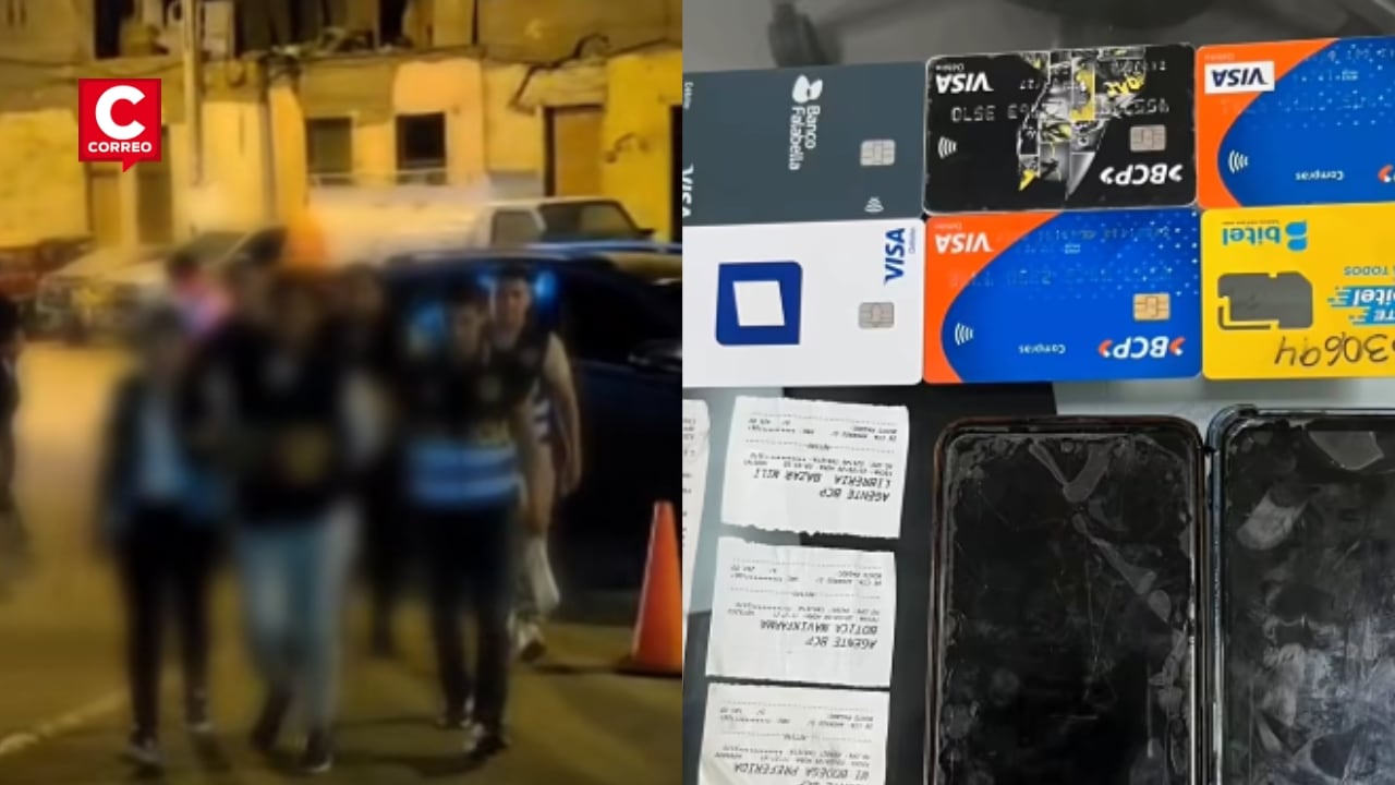 PNP captura a dos presuntos integrantes de Los Pepes acusados de extorsionar a transportistas en Los Olivos. Composición: Diario Correo.