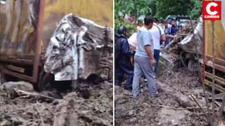 Huánuco: Camión queda sepultado por huaico y dos ocupantes pierden la vida