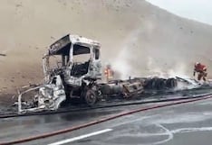 Conductor muere calcinado tras violento choque de camiones en la Panamericana Sur