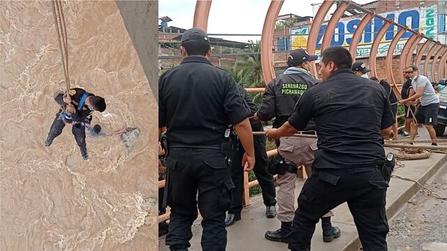 Pichanaqui: PNP, bomberos y serenos auxilian a sujeto que estuvo a punto de ser arrastrado por río (VIDEO)