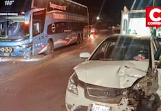 Choque entre bus y auto deja daños materiales en la Carretera Central