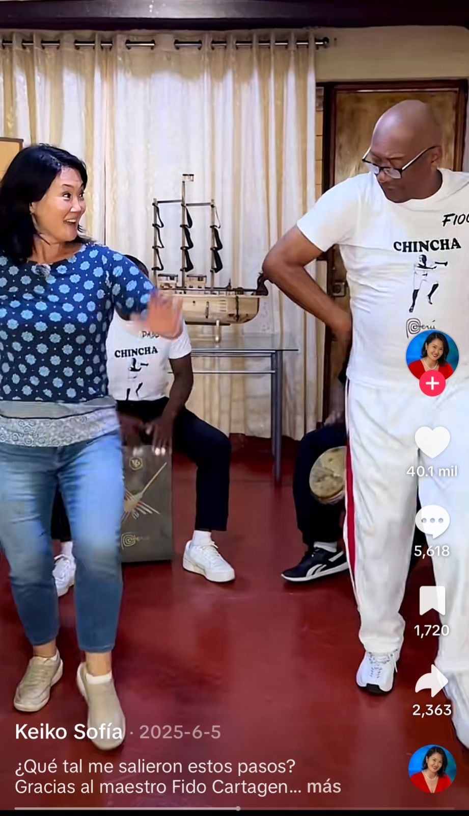 Keiko Fujimori comparte videos de sus bailes. (Foto: Captura Tik Tok)