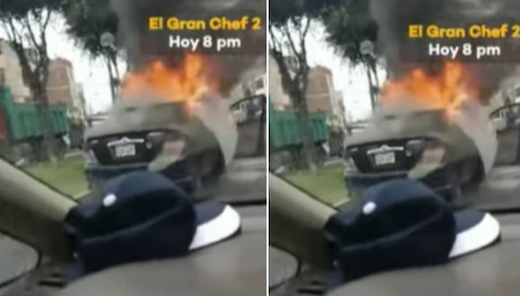 ATU se pronuncia sobre auto que se incendió en la vía pública. Foto: Latina