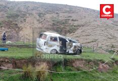 Chofer y niño mueren al volcar minivan en Tarma