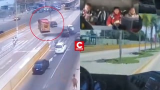 Camión de bomberos evita choque con auto que invadió vía exclusiva del Metropolitano en Chorrillos