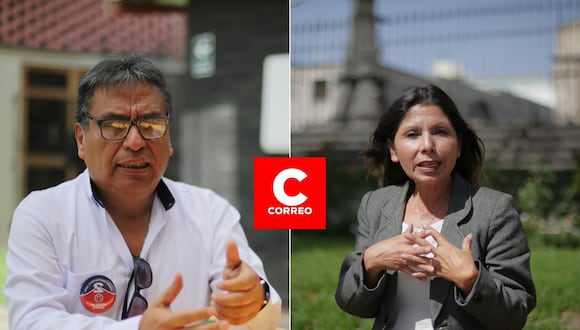 Héctor Mayhuire y Elsa Acosta, postulantes para decano del Colegio de Periodistas de Arequipa. (Foto: Leonardo Cuito)