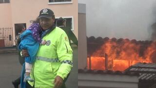 Sereno salva la vida a niña de dos años que estaba atrapada en un incendio (VIDEO)