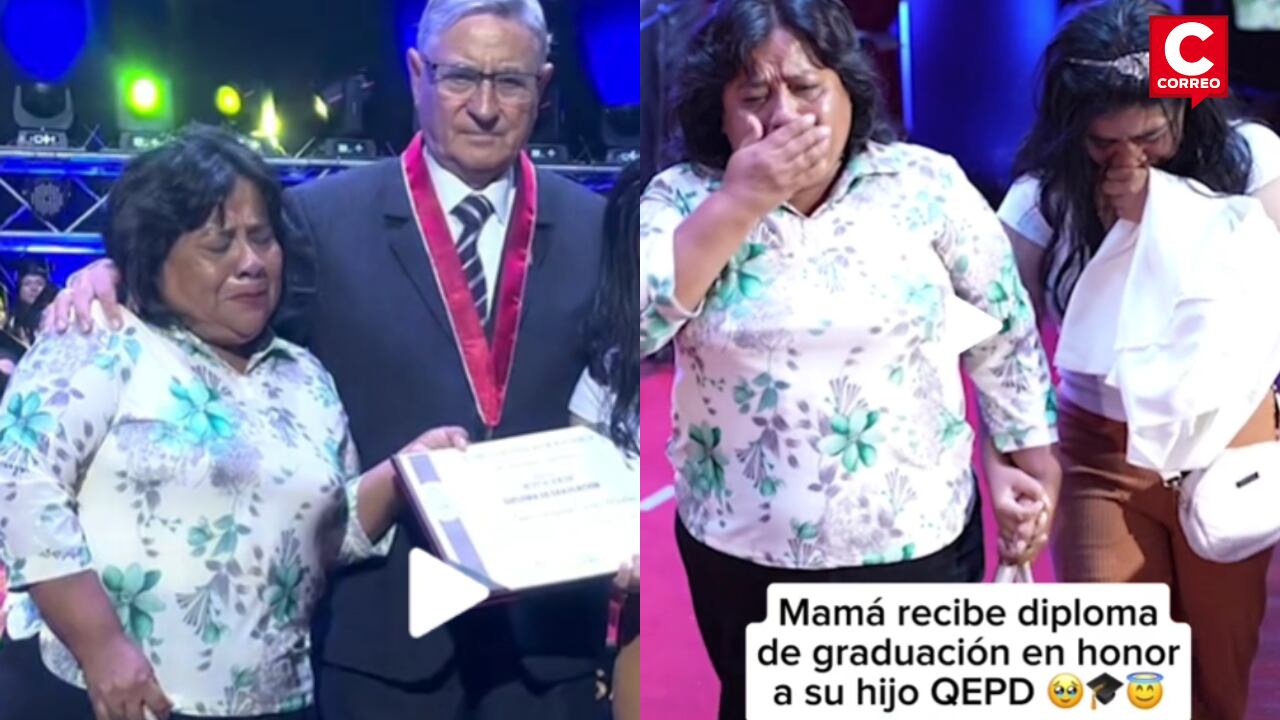 Madre rompe en llanto al recibir en San Marcos el diploma de graduación de su hijo fallecido: “Mi niño”