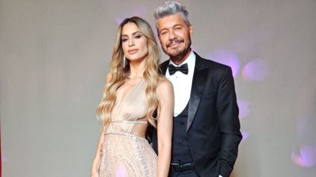 Marcelo Tinelli y Milett Figueroa en una sesión de fotos de la revista Caras.