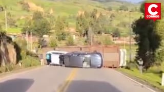 Tráiler con autos nuevos vuelca en la Jauja–Huancayo y deja la vía bloqueada