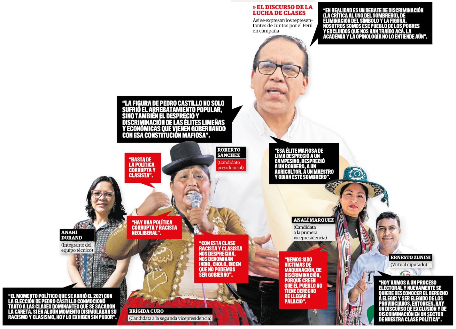 Estos son algunos mensajes de representantes de Juntos por el Perú en la lucha de clases. (Infografía: Diario Correo)
