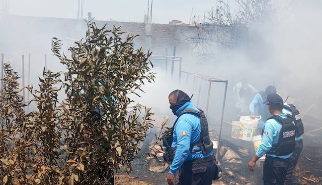 Como no se podía esperar a los bomberos, agentes de seguridad ciudadana y vecinos tuvieron que actuar rápido para poder sofocar las llamas con baldes de agua y arena.
