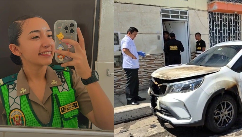 Vecinos intentaron apagar el incendio en la camioneta de la oficial PNP Jhulissa Meléndez.