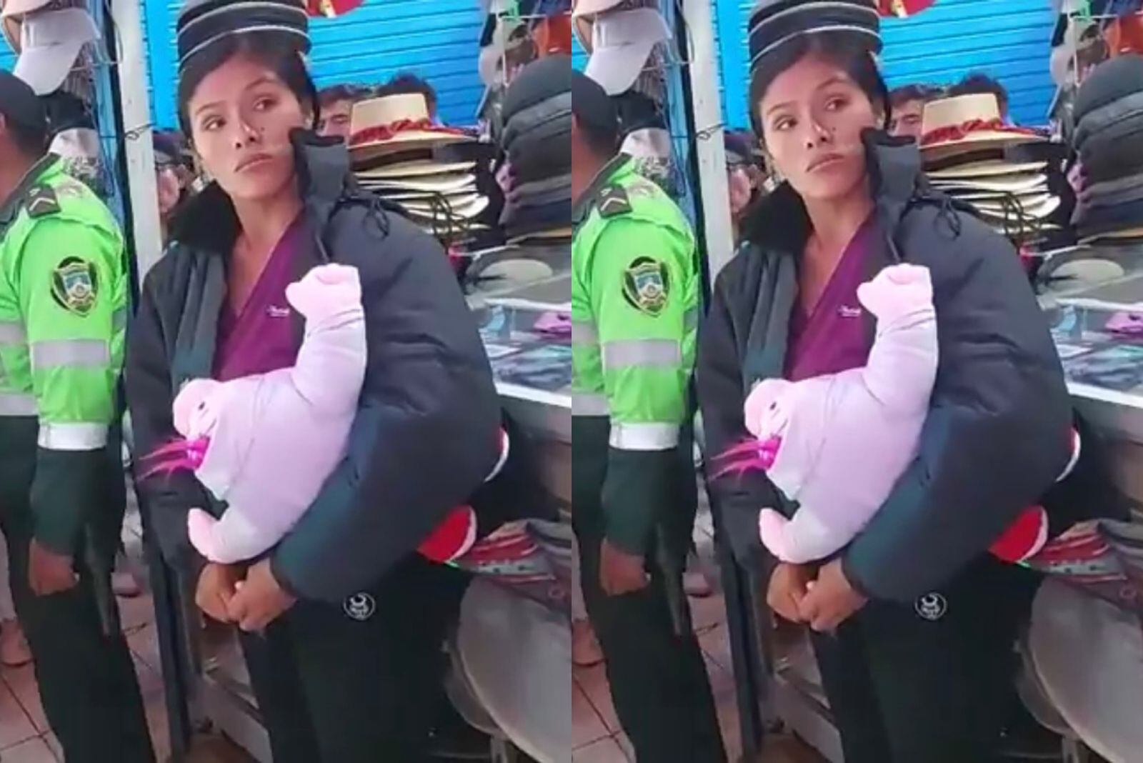 Mujer fue retenida por comerciantes de San Camilo. (Foto: Captura)