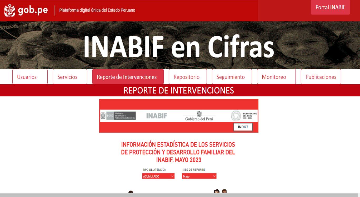 En ‘Inabif en Cifras’, las personas pueden acceder a investigaciones y publicaciones que produce el Programa. (Foto: Captura)
