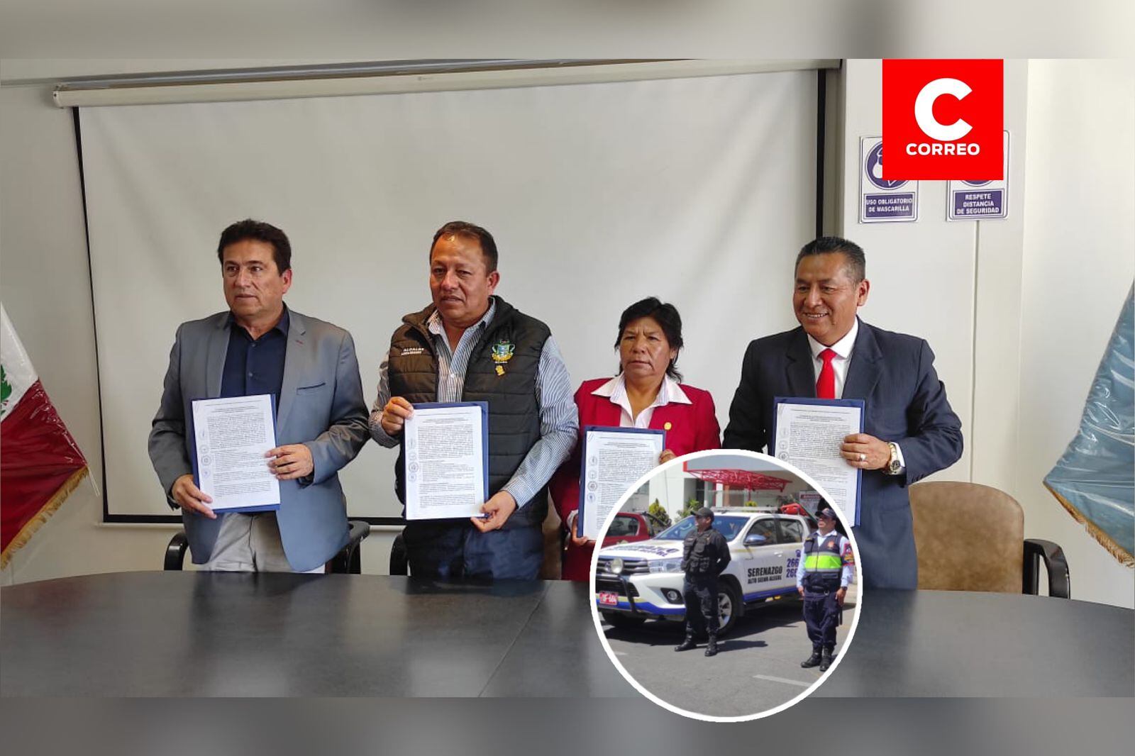 Firman convenio para reforzar la seguridad. (Foto: Nelly Hancco)