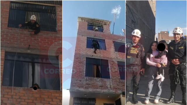 Huancayo: rescatan a menor de dos años que quedó encerrada en un tercer piso (VIDEO)
