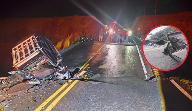 Lluvias intensas hunden estructura en vía a Huaraz y aíslan Recuay. (Foto: Composición Canal N - Andina/difusión)