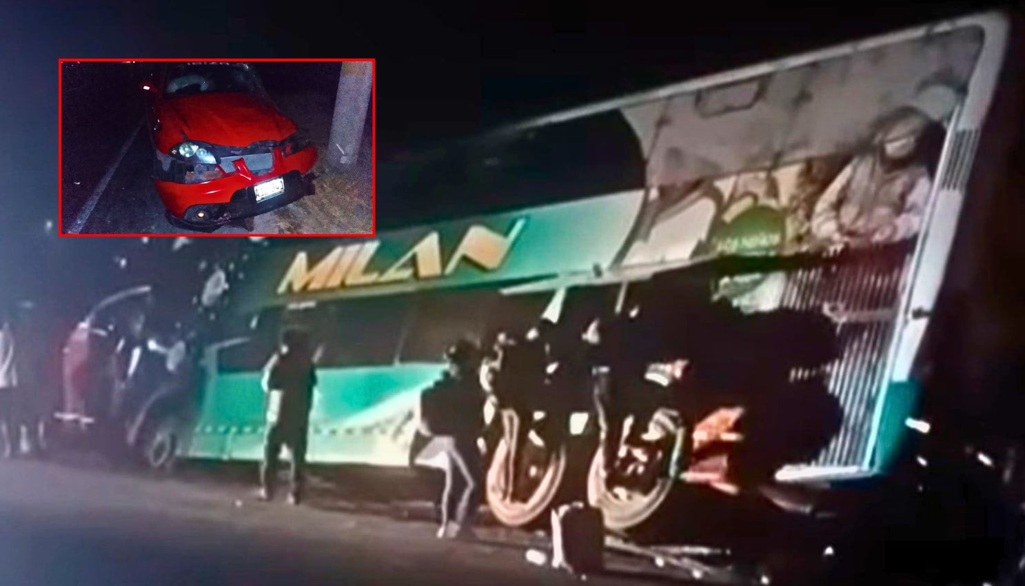 Choque entre auto y bus deja varios heridos en la Panamericana Sur, en Camaná. Foto: PNP.