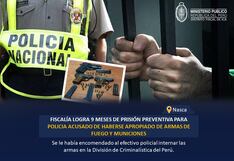 Nasca: 9 meses de prisión preventiva para policía que intentó apropiarse de 3 armas de fuego
