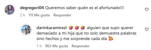 Usuarios comentan la publicación del embarazo de la joven. (Instagram: darinkaramirezl)