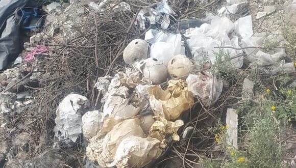 Cráneos hallados en el distrito de Chiguata. Foto: cortesía.