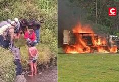 Ronderos desnudan y obligan a quemar su vehículo a presuntos ladrones en Cusco (VIDEO)