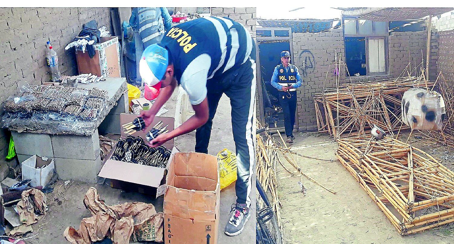 Taller clandestino de pirotécnicos en Monsefú