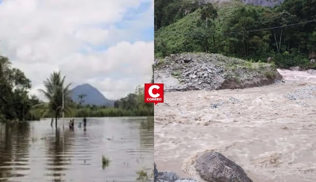 San Martín: río Mayo vuelve a desbordarse y familias de Sapote denuncian abandono de autoridades. Composición: Diario Correo.