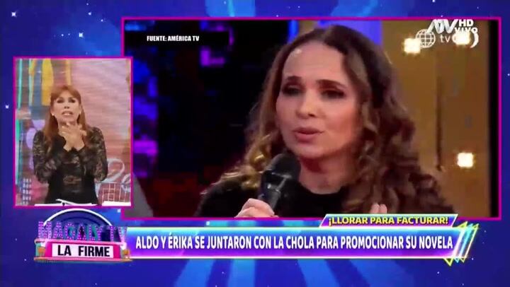 “Toda modosita, con una cara de tristeza increíble. Sentada con Aldo Miyashiro que era el jefe”. expresó Magaly Medina.