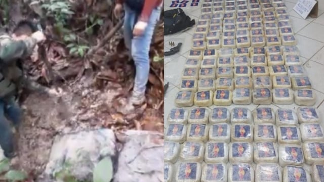 Narcotraficantes en Loreto entierran 216 kilos de cocaína y desatan balacera en operativo (VIDEO)