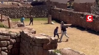 Turistas juegan fulbito en pleno Parque Arqueológico de Chinchero (VIDEO)