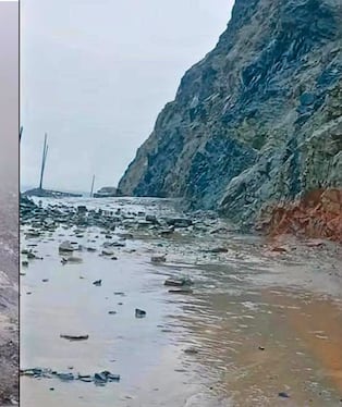 Huaicos y derrumbes bloquean la Panamericana Sur en el tramo Atico-Ocoña, en Arequipa. Foto: Composición GEC.