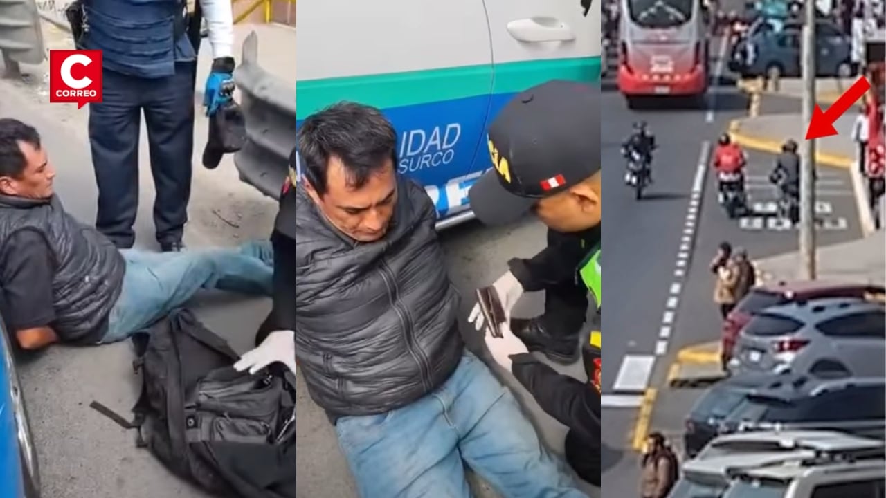 Capturan a presunto integrante de ‘Los Fierros Blancos’ tras asalto a cambista en Surco. Composición: Diario Correo.