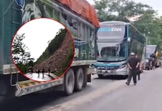 Deslizamiento bloquea la carretera Marginal en Chanchamayo y deja vehículos varados