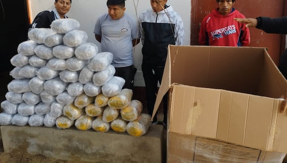 Trabajo de inteligencia permitió también la captura de cuatro personas. Droga iba a ser distribuida en Trujillo, Lima y el Callao. Su valor en Pataz es de S/ 350 el kilogramo.