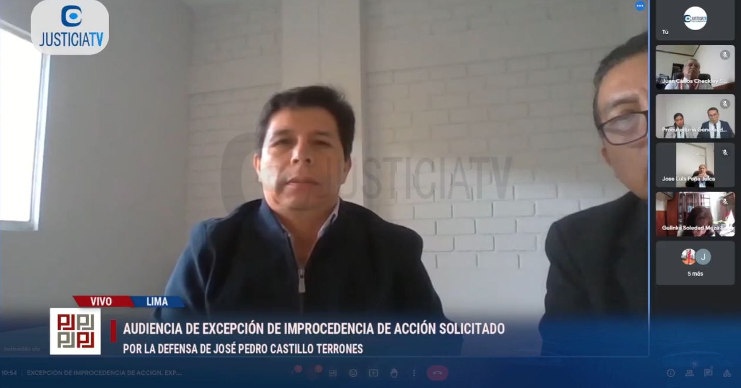 Pedro Castillo participó en la audiencia de forma virtual. (Foto referencial: Justicia TV)