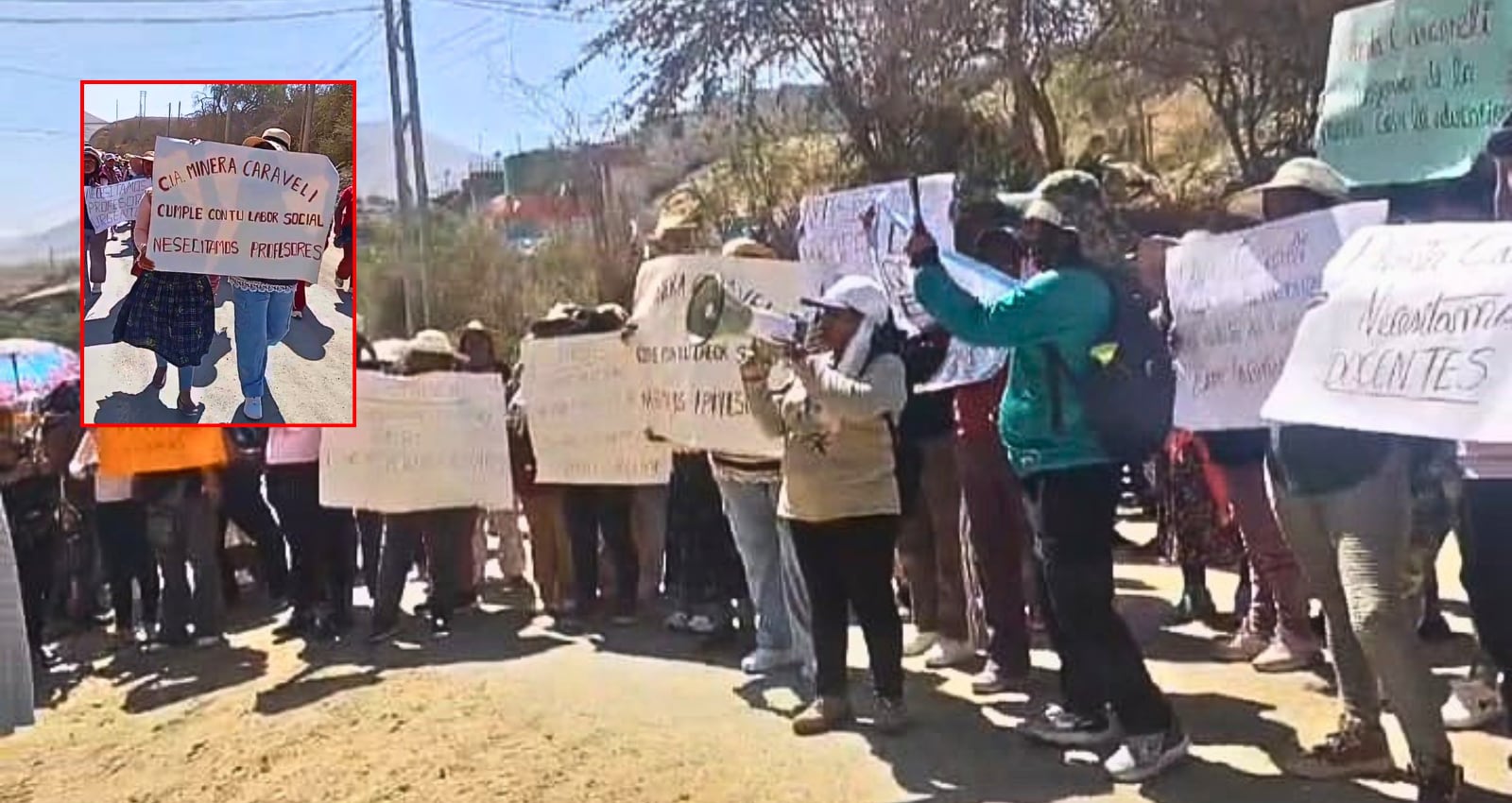 Padres protestan por falta de docentes en colegio de Huanuhuanu, en Caravelí (Arequipa): Foto: GEC.