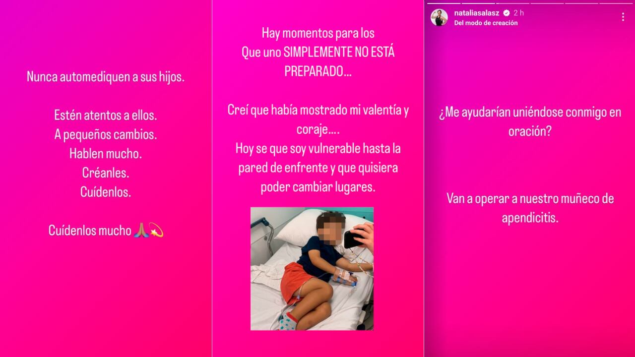 Natalia Salas revela que su hijo será operado de apendicitis.