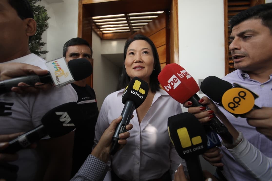 Keiko Fujimori reiteró que esperará los resultados finales del conteo de votos de la segunda vuelta. (Fotos. Violeta Ayasta / @photo.gec)