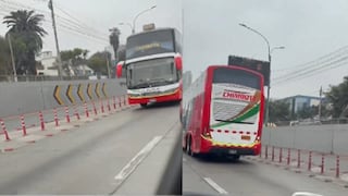 Bus interprovincial invade la Vía Expresa y provoca congestión vehicular en Lince