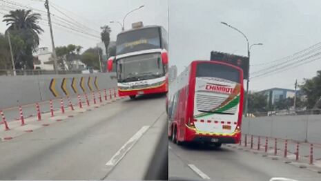 Bus interprovincial invade la Vía Expresa y provoca congestión vehicular en Lince